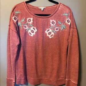 Embroidered Crew-Neck Sweatshirt Rumba Red